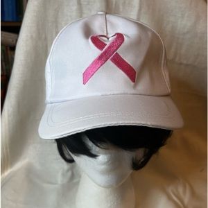 White Breast Cancer Awareness Cap
